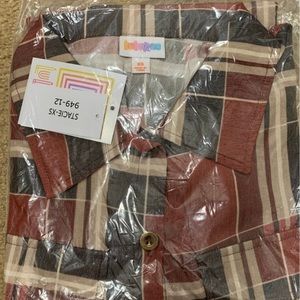 Lularoe XS Stacie Plaid Chambray Dress Brand New